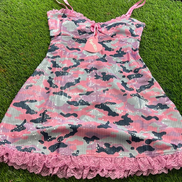 Sugar Thrillz Dresses & Skirts - Sugar Thrillz Snowflake Cadet Camo Sequin Dress- new size small